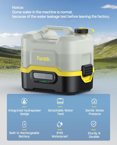 Fanttik NB8 Nano Portable Cordless Electric Sprayer w/2.1Gal Tank, Retractable Spray Head, 2600mAh Lithium Battery, IPX5, 72-98PSI, Portable Pressure Washer for Garden, Camping Shower and Pet Cleaning