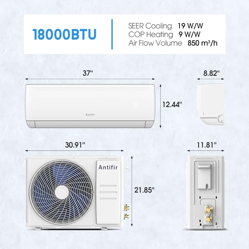 Mini Split Air Conditioner & Heater,9000 BTU Wifi Enabled 115V, 19 SEER2,Mini Splits Heating and Cooling,Wall Mount Ductless Inverter System, Compatible with Alexa, with Installation Kit