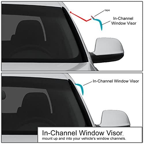 DNA MOTORING WVS-T2-0085 Vent Window Visor Deflector Rain/Sun Guard (4pcs, Dark Smoke), 1 Pack