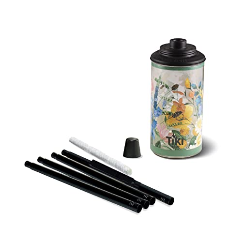TIKI Brand 2-Pack Wild Flower Glass Easy Install Tiki Torch. Decorative Lighting for Lawn Patio Backyard, 65 Inch, Multi-Color, 1122123