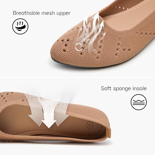 Women’s Flats Shoes Dress Shoes for Women Ballet Flats Dressy Comfortable Pointed Toe Flats Foldable Flats(Beige.us8)