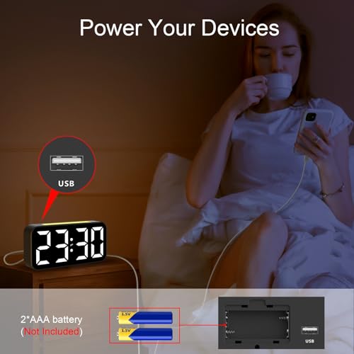 Topski Loud Alarm Clocks for Bedrooms Heavy Sleepers, Digital Clock with Night Light, Large Display, Dual Alarm, Snooze, Dimmable Bedside Alarm Clock for Kids Teens Boys Girls