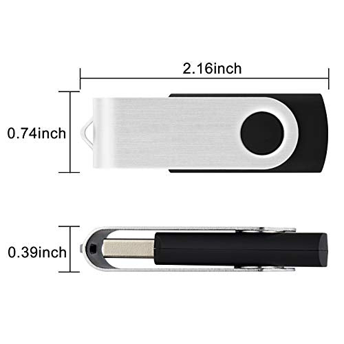 KOOTION 10 X 1GB USB Flash Drive 1gb Flash Drive Swivel Thumb Drive Memory Stick Keychain Design Black