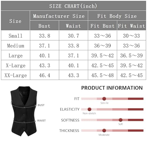 Foucome Suit Vest for Women Formal Regular Fitted Business Dress Vest V-Neck Button Down Waistcoat Beige, S