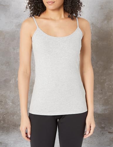 Amazon Essentials Women's Slim-Fit Camisole, Pack of 4, Black/Charcoal Heather/Light Grey Heather/White, Medium