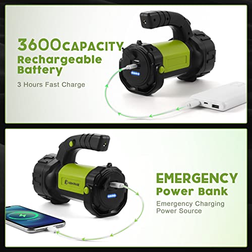 AlpsWolf Camping Lantern Rechargeable, LED Flashlight Spotlight Lantern with 800LM, 3600 Capacity Battery Powered, Portable Bright Camping Light for Emergency, Outdoor Hiking, Power Outages