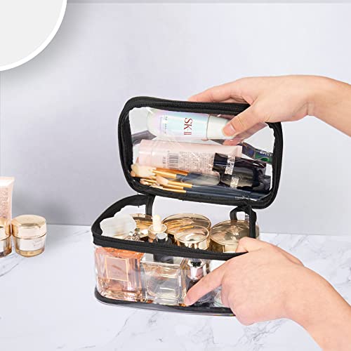 Lermende Clear Makeup Bag, 2 Layer, Water-Resistant, Large, Portable, Transparent, Travel, Women and Girl