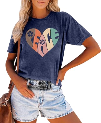 Peace Love Shirt Women 70s Hippe Shirts Soul Inspirational Hippy Tops Vintage Graphic Tees Short Sleeve - Sleeveless Grey