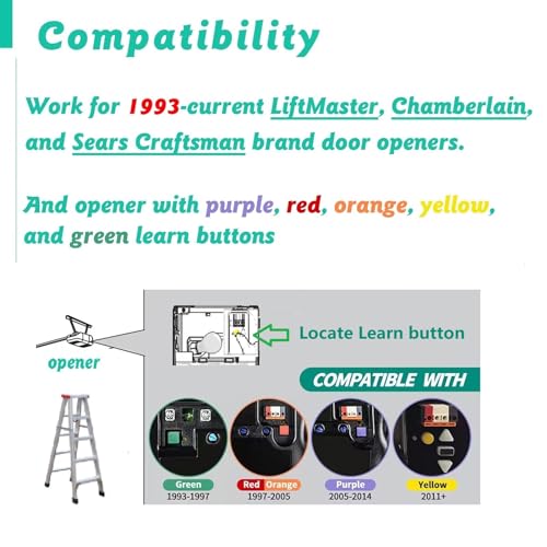 2 Replacement for Lift Master Chamberlain Garage Door Opener Remote 893MAX 373LM 973LM 893LM 81LM 2 Pack,Black