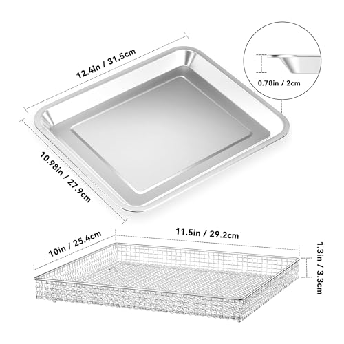 Stainless Steel Baking Tray Pan and Air Fryer Basket Compatible with Cuisinart Airfryer TOA-060 and TOA-065 Deep Fryer Parts & Accessories 2pcs (with Cuisinart Airfryer models TOA-060 and TOA-065)