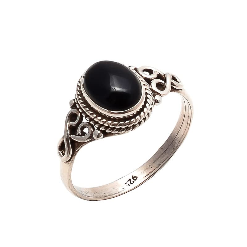 Black Onyx Stone Ring 925 Sterling Silver Statement Ring For Women Handmade Rings Gemstone Christmas Promise Ring Size US 8 Gift For Her