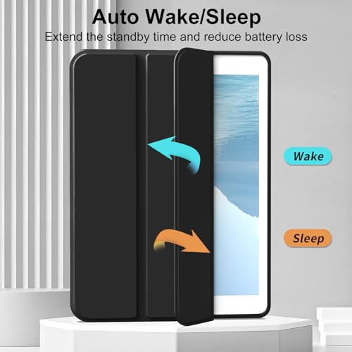 JKSML Case for iPad 6/5 9.7 Inch, Case with Pencil Holder for iPad 6th/5th Generation 2018/2017, Soft Protective Case, Auto Wake/Sleep, Black
