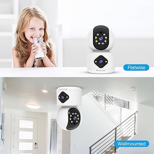 VSTARCAM 1080P Camera Dual-Lens,Indoor WiFi Camera, Security Camera Indoor,Pet Camera,Baby Monitor,360° Security Camera with Siren & Spotlight,Motion Detection, 2-Way Talk,Color Night Vision