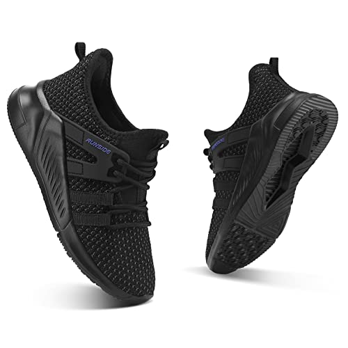 RUNSIDE Boys Girls Tennis Shoes Kids Lightweight Breathable Sneakers Lace-up Running Athletic Shoes for Toddler/Little Kid/Big Kid Black