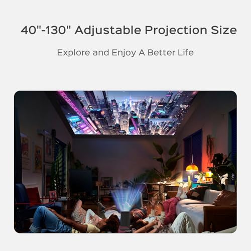 Mini Projector with WiFi and Bluetooth, 180°Rotatable Portable Projector, 1080P Support, 130" Smart Projector with Android TV 11.0, Short Throw, Auto Keyston for Outdoor/Home Theater, Iron Grey