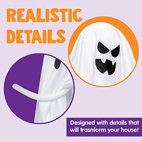 JOYIN 7 Pcs Halloween Ghost Decorations Outdoor, 19.6” Hanging White Ghost Decor, Spooky Flying Ghost for Halloween Tree Front Yard Patio Lawn Garden Party Décor and Holiday Decorations