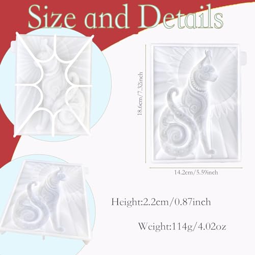 XYQHOAC Sunny Cat Resin Mold 3D Cat Animal Silicone Molds Large Wall Hanging Resin Mold Cat Epoxy Resin Mold Cat Molds for Epoxy Resin DIY Door Cabinets Home Decoration Gift (Cat Mold)