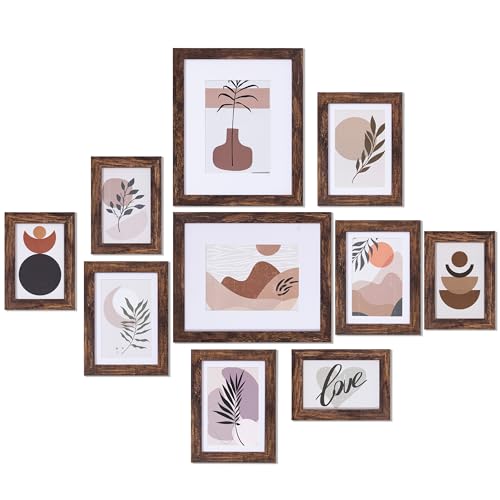 eletecpro 10 Pack Picture Frames, Including 4Pcs 4x6, 4Pcs 5x7, 2Pcs 8x10 Picture Frames Collage Wall Decor or Tabletop Display, Multiple Sizes Gallery Wall Frame Set, Black