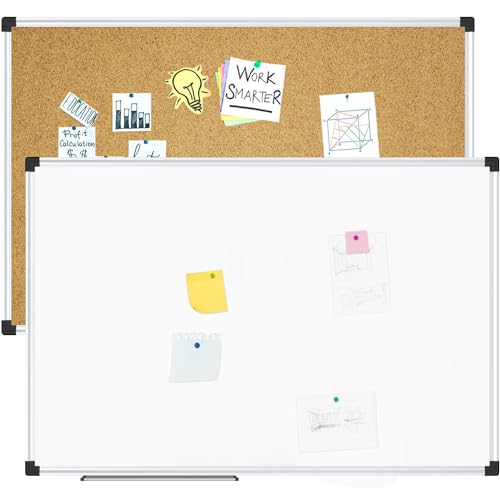 XBoard Magnetic whiteboard 36 x 24 - Combo Whiteboard Dry Erase Board Cork Board 36 x 24