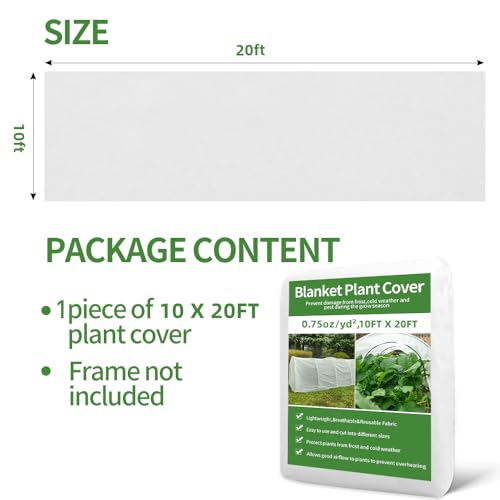 EXTRAEASY Plant Covers Freeze Protection 10ft x 20ft,Garden Floating Row Covers for Raised Beds/Vegetables Insect/Winter Frost,Frost Cloth Plant Freeze Protection (10x20ft, 0.75oz/yd²)