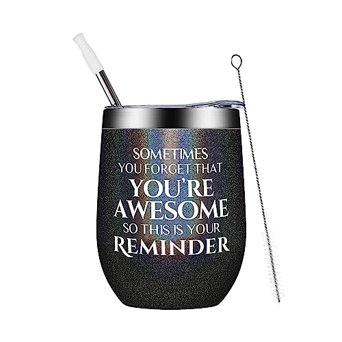 ELEGANTPARK Inspirational Gifts for Women Men Sometimes You Forget You're Awesome Coffee Mug Thank You Gifts for Teacher Employee Birthday Christmas Gifts for Her Mom Dad Wife Tumbler Black 14OZ