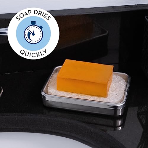 S&T INC. Bar Soap Holder for Kitchen, Bathroom, and Soap Dish, 4 Pack, Clear, 2.9 inches by 4.4 inches