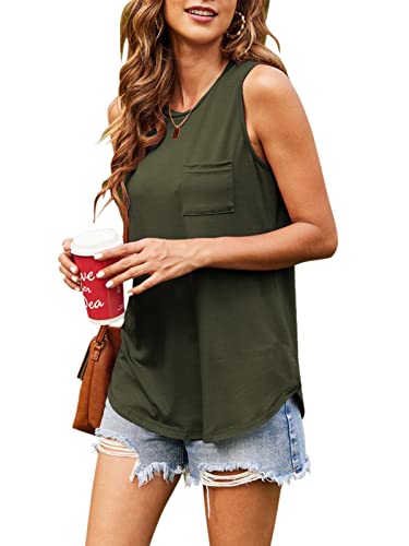 Hount 4th of July Tank Tops for Women Independence Day USA Flag Sleeveless Tops