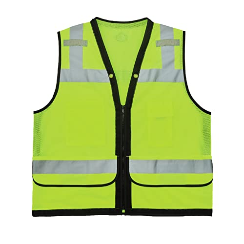 Ergodyne unisex adult Heavy-duty Class 2 Heavy Duty Mesh Surveyors Vest, Lime, Small-Medium US