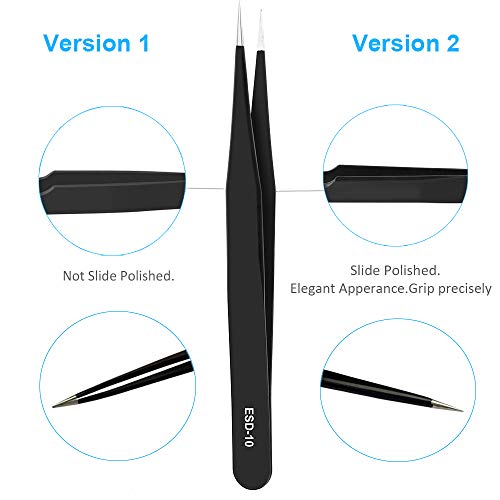 YHYZ 3PCS Precision Tweezers Set, Upgraded Anti-Static Stainless Steel Precise Tweezers (Fine, Curved, Flat), Perfect for Craft, Electronic, Soldering, Model, Hobby, Jewelry Making, Laboratory
