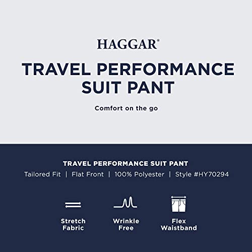 Haggar Men's Big and Tall Classic Fit Travel Performance Suit Seperates - Pant and Jacket, Black- Pant, 46Wx30L