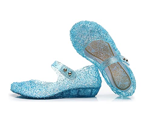 OMGard Jelly Shoes for Girls, Snow Queen Princess Birthday Sandals for Little Girls, Pink Toddler Glitter Sandals Size 1.5, Frozen Inspired Party Cosplay Costumes Dress Flats