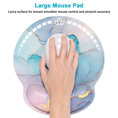 Dapesuom Ergonomic Mouse Pad with Wrist Rest Support, Memory Foam Computer Mouse Pads for Wireless Mouse, Cute Gaming Mouse Mat, Pain Relief Mousepad for Laptop Desk Work Women, Abstract Marble