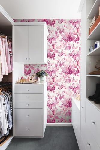 NextWall Watercolor Flower Peel and Stick Wallpaper (Pink)