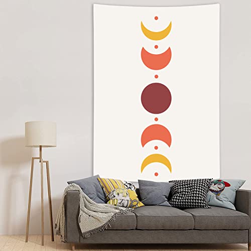 JAWO Boho Sun Moon Vertical Tapestry, 70s Vintage Bohemian Tapestry, Abstract Mid Century Tapestry for Bedroom, Aesthetic Tapestry Wall Hanging for Bedroom Living Room Dorm 26X36 Inch