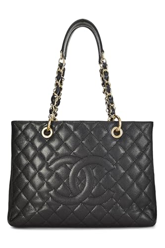 Chanel, Pre-Loved Black Quilted Caviar Grand Shopping Tote (GST), Black