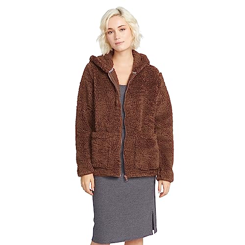 Volcom Women's Lived in Lounge Phuz Up Sherpa Zip Fleece Jacket, Chocolate