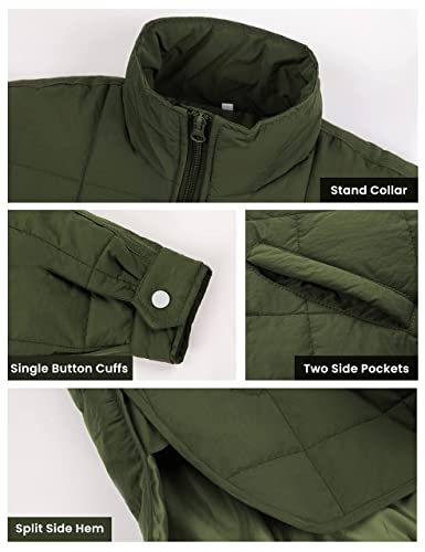 Huaqiao Womens Quilted Puffer Jackets Lightweight Zipper Short Winter Coat With Pockets(White-M)