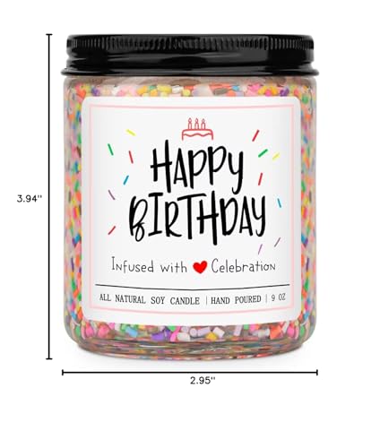 Homsolver Happy Birthday Candles Gifts for Women Men - Vanilla Birthday Cake Scent with Sprinkles Birthday Gifts for Women Men, Unique Best Friend Birthday Gifts Ideas, Happy Birthday Handmade Candles