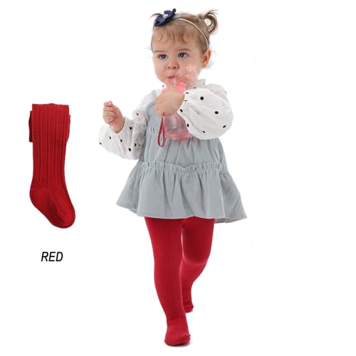 EPEIUS Baby Tights Newborn Girls Cable Knit/Ribbed Tights Soft Cotton Stockings Seamless Footed Leggings Pantyhose 0-6 Months (Pack of 3)