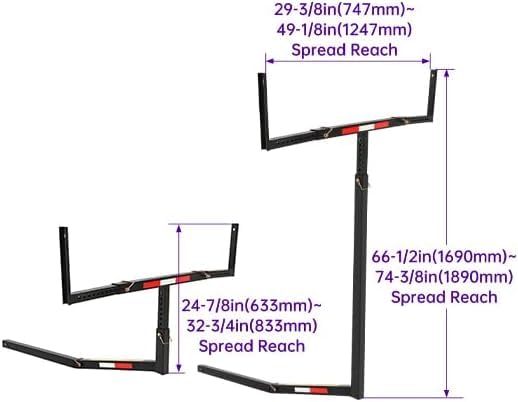 ECOTRIC Truck Bed Extender Pickup Truck Bed Hitch Mount Extension Rack SUV Lumber Ladder Canoe Boat Kayak Long Pipes w/Flag 750lbs Capacity
