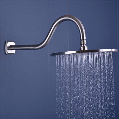 TRUSTMI 16 Inch S-Shape Shower Arm Stainless Steel Extra Long Replacement Pipe with Flange, Brushed Gold