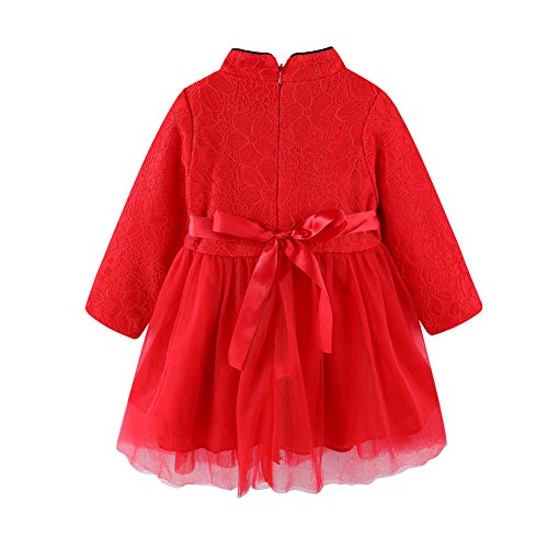 Mud Kingdom Toddler Girl Special Occasion Dresses Chinese New Year Traditional Red 2T
