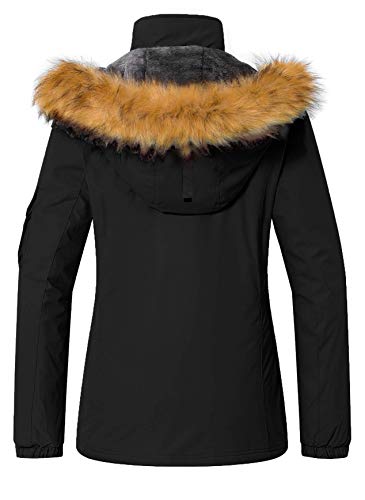 wantdo Women's Waterproof Skiing Jacket Windproof Winter Coat Black S