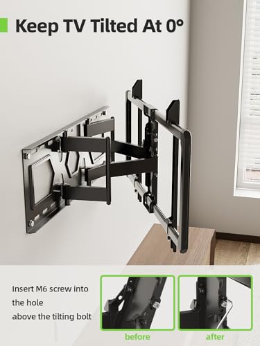 USX MOUNT Low Profile Full Motion TV Wall Mount for 37-90 Inch TV, Ultra Slim TV Mount with Swivel and Tilt, Wall Mount TV Bracket with Articulating Dual Arms, Fits 24inch Studs,Max VESA 600x400mm