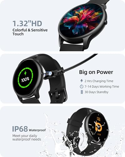 Parsonver Smart Watch for Men Women(Answer/Make Calls), HD Screen Fitness Tracker IP68 Waterproof 100+ Sport Modes, Heart Rate Sleep Monitor, Pedometer, Smartwatch for Android Phones/iPhone Compatible