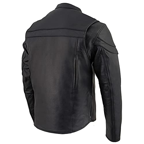 Milwaukee Leather SH1408 Men's Sporty Crossover Vented Black Motorcycle Leather Scooter Jacket - Small