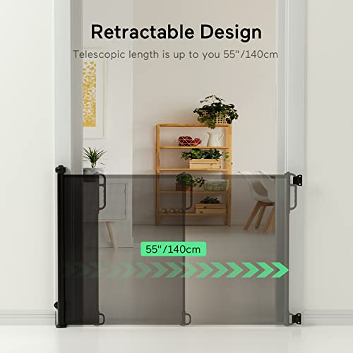 Retractable Baby Gate, Momcozy Mesh Baby Gate or Mesh Dog Gate, 33" Tall,Extends up to 55" Wide, Child Safety Gate for Doorways, Stairs, Hallways, Indoor/Outdoor