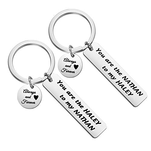 FAADBUK One Tree Hill Inspired Gift Couple Keychain Set You Are The Haley to My Nathan Always And Forever Valentine’s Day Gift for Her (Haley to My Nathan)