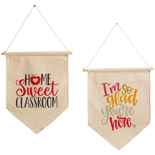 Burst Bird Classroom Boho Wall Decor, Teacher Must Haves Elementary Educational Canvas Hanging Decor for School, Retro Decoration Schoolgirl Style Door Banner(2 Pack)