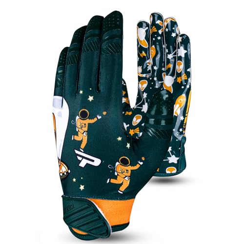 PLAYEUR Alien Grip Infinite Pro Edition Football Gloves –Endless Game – GripPro Tech for Adult, Kids & Youth Football Gloves, No Peel, Ever Tacky (Green Alien, Youth XS/S)